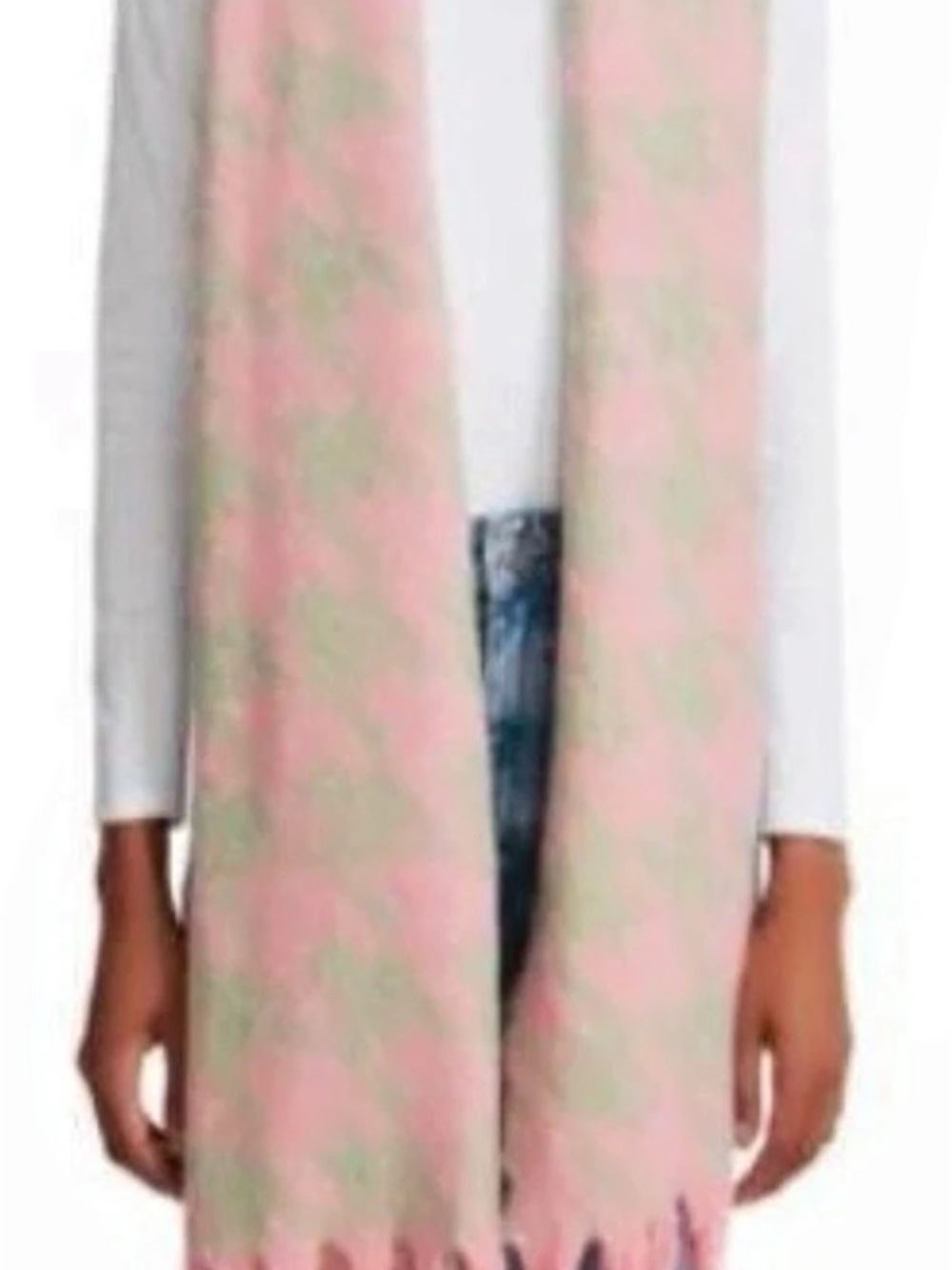 STEVE MADDEN WOMEN'S PINK GREEN JACQUARD HOUNDSTOOTH SCARF